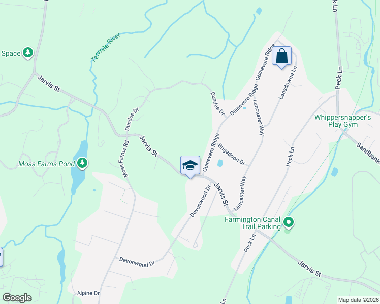 map of restaurants, bars, coffee shops, grocery stores, and more near 758 Jarvis Street in Cheshire
