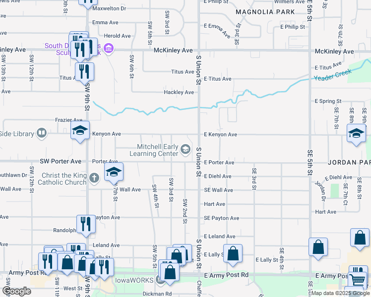 map of restaurants, bars, coffee shops, grocery stores, and more near 111 Porter Avenue in Des Moines