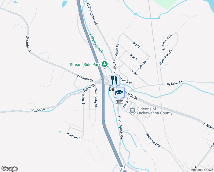 map of restaurants, bars, coffee shops, grocery stores, and more near 101 Lackawanna Trail in Dalton