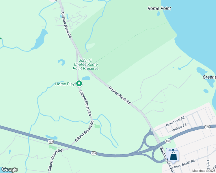 map of restaurants, bars, coffee shops, grocery stores, and more near Boston Neck Road in North Kingstown