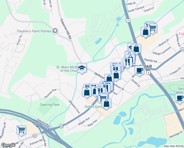 map of restaurants, bars, coffee shops, grocery stores, and more near 95 Jackson Street in Fishkill