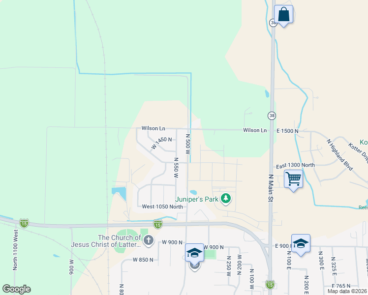 map of restaurants, bars, coffee shops, grocery stores, and more near 1443 North 500 West in Brigham City