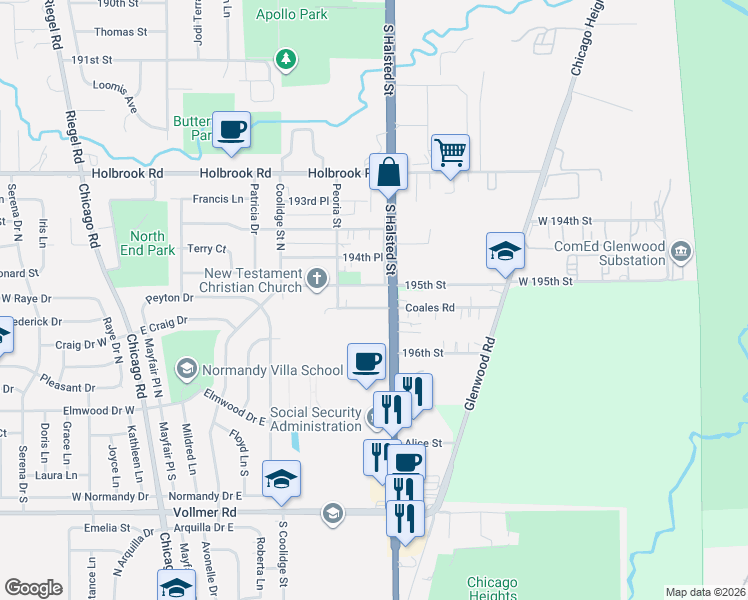 map of restaurants, bars, coffee shops, grocery stores, and more near in Cook County