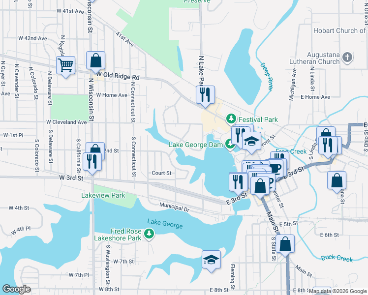 map of restaurants, bars, coffee shops, grocery stores, and more near 128 Beverly Boulevard in Hobart