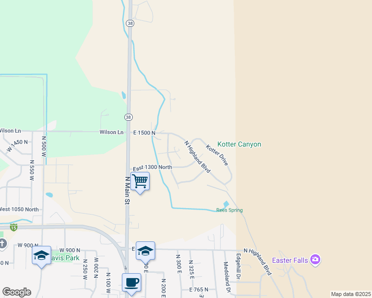 map of restaurants, bars, coffee shops, grocery stores, and more near 1397 North Highland Boulevard in Brigham City