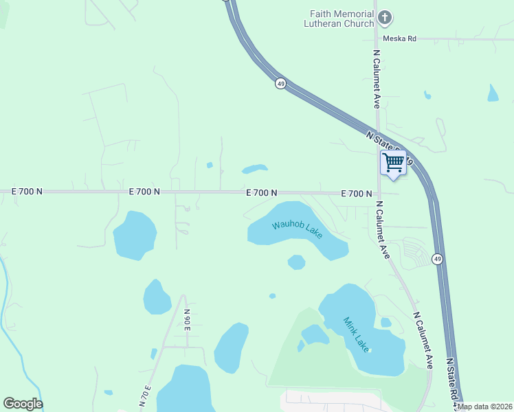 map of restaurants, bars, coffee shops, grocery stores, and more near 119 Weesaw Trail in Valparaiso