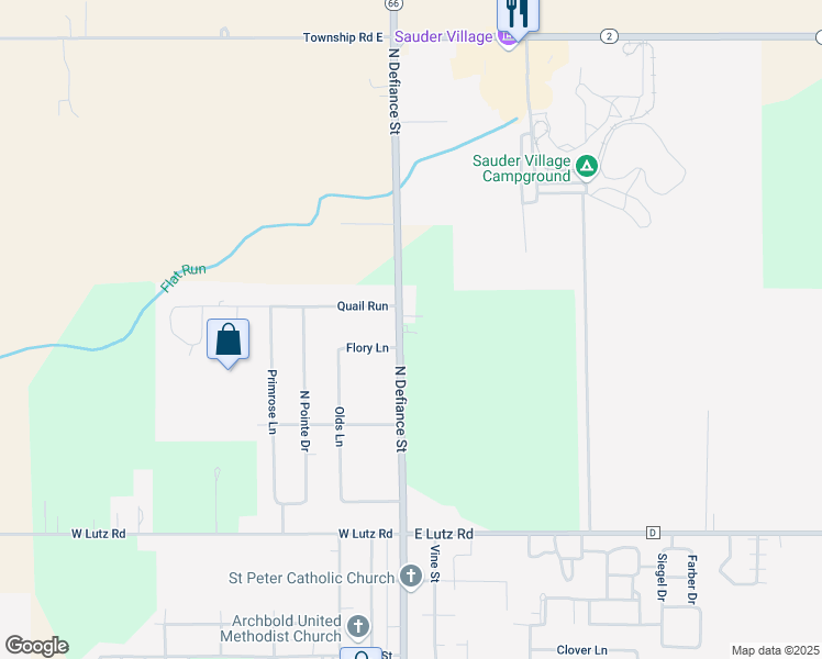 map of restaurants, bars, coffee shops, grocery stores, and more near 4428 Ohio 66 in Archbold