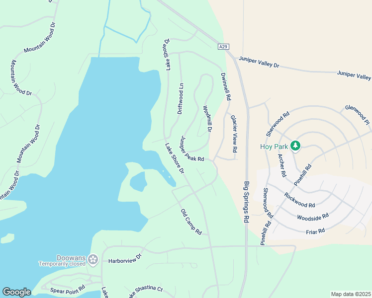 map of restaurants, bars, coffee shops, grocery stores, and more near 15220 Juniper Peak Road in Weed