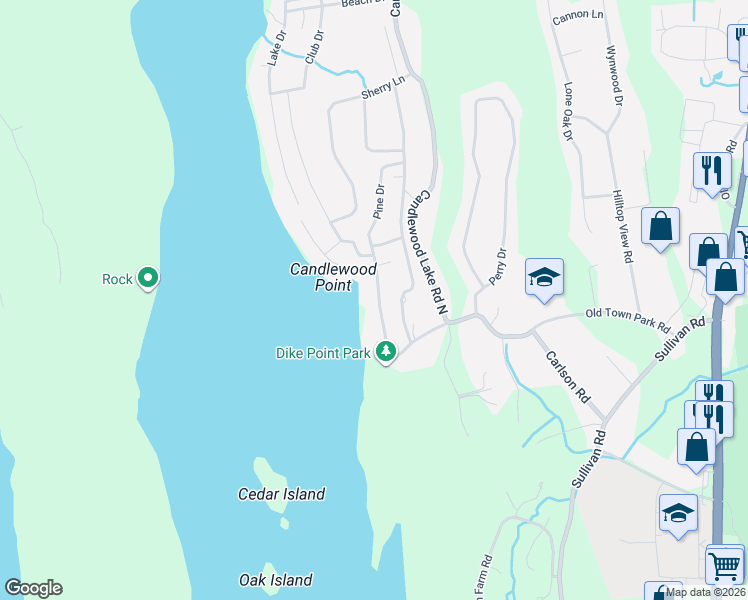 map of restaurants, bars, coffee shops, grocery stores, and more near 126 Sherry Lane in New Milford