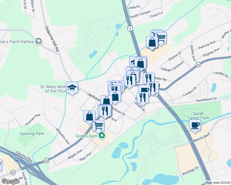 map of restaurants, bars, coffee shops, grocery stores, and more near 1065 Main Street in Fishkill