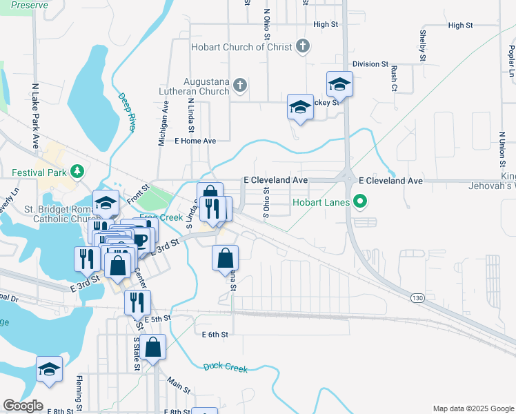 map of restaurants, bars, coffee shops, grocery stores, and more near 1015 Devonshire Street in Hobart