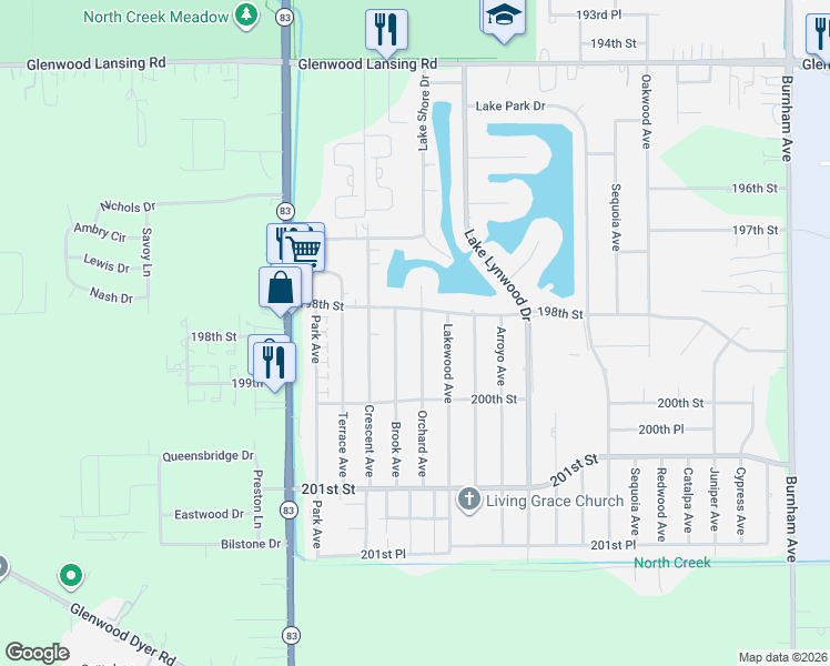 map of restaurants, bars, coffee shops, grocery stores, and more near 19816 Orchard Avenue in Lynwood