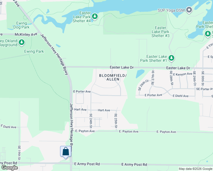 map of restaurants, bars, coffee shops, grocery stores, and more near 2448 East Kenyon Avenue in Des Moines