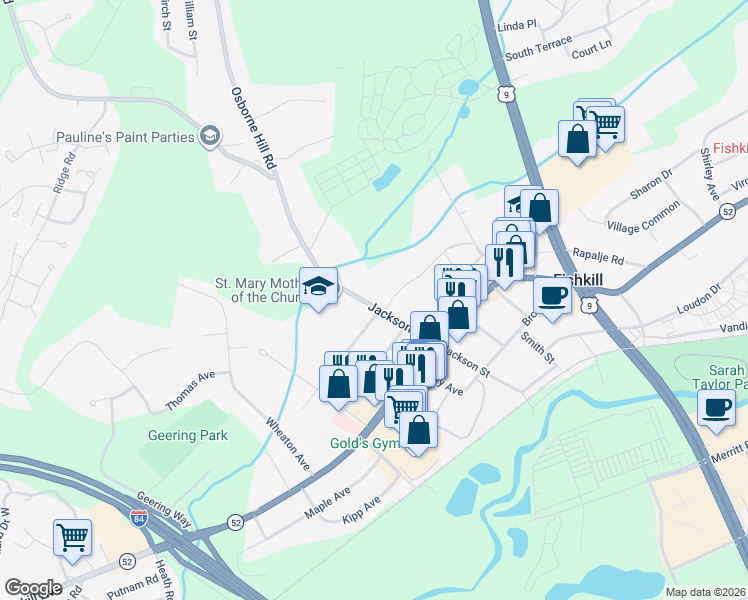 map of restaurants, bars, coffee shops, grocery stores, and more near 95 Jackson Street in Fishkill