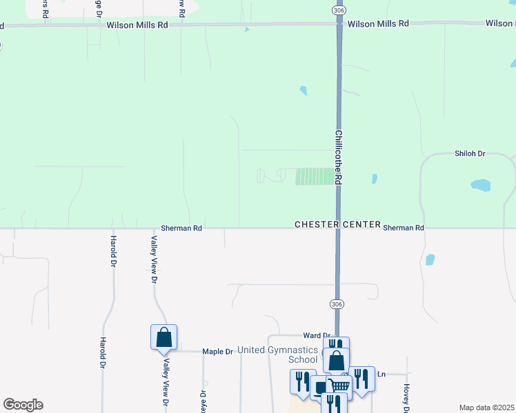 map of restaurants, bars, coffee shops, grocery stores, and more near 12305 Reserve Lane in Chesterland