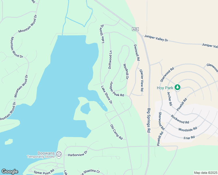 map of restaurants, bars, coffee shops, grocery stores, and more near 15220 Juniper Peak Road in Weed