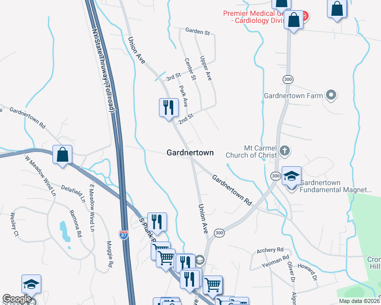 map of restaurants, bars, coffee shops, grocery stores, and more near in Gardnertown