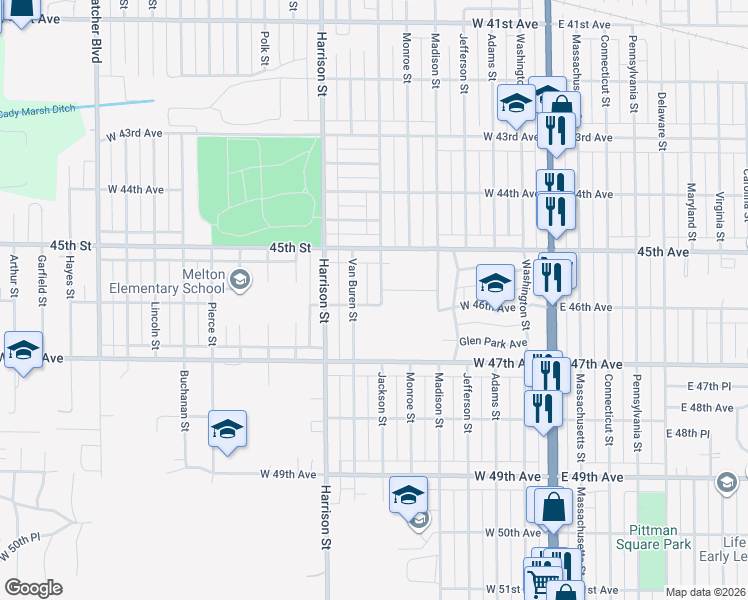map of restaurants, bars, coffee shops, grocery stores, and more near 600 West 46th Avenue in Gary