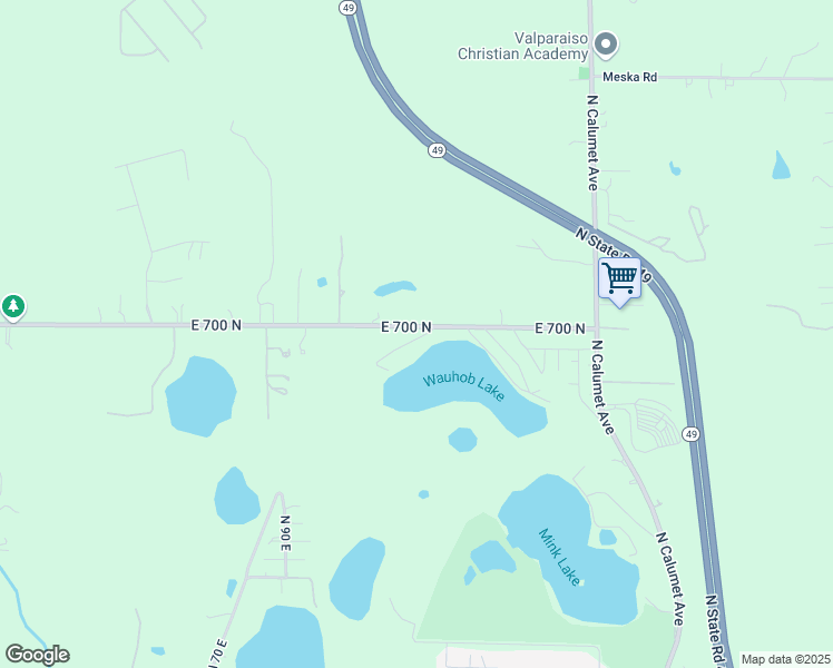 map of restaurants, bars, coffee shops, grocery stores, and more near 117E Weesaw Trail in Valparaiso