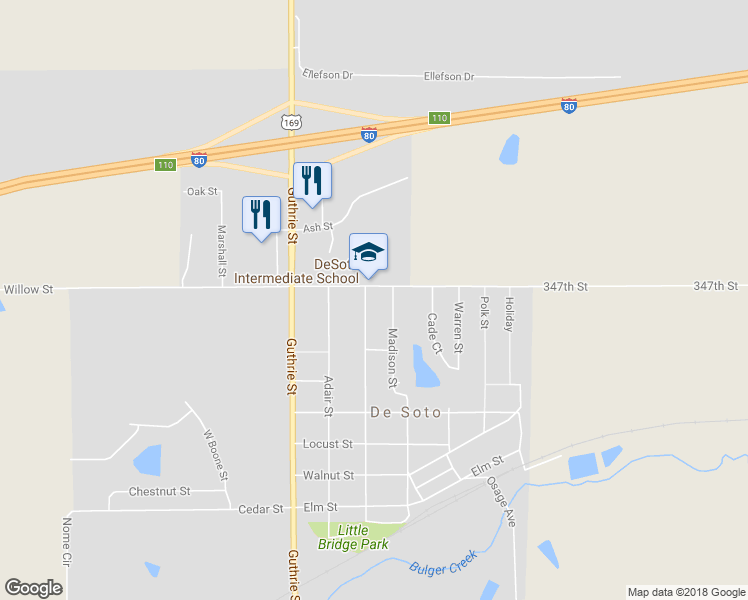 map of restaurants, bars, coffee shops, grocery stores, and more near 915 Dallas Street in De Soto