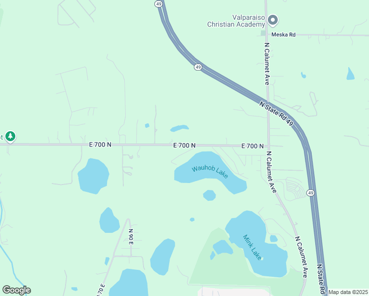 map of restaurants, bars, coffee shops, grocery stores, and more near 117E Weesaw Trail in Valparaiso