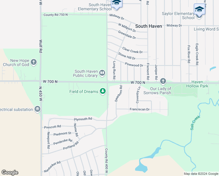 map of restaurants, bars, coffee shops, grocery stores, and more near 400 West 700 North in Valparaiso