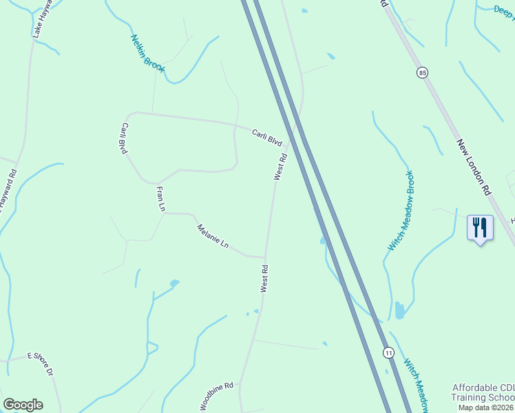 map of restaurants, bars, coffee shops, grocery stores, and more near 220 West Road in Colchester