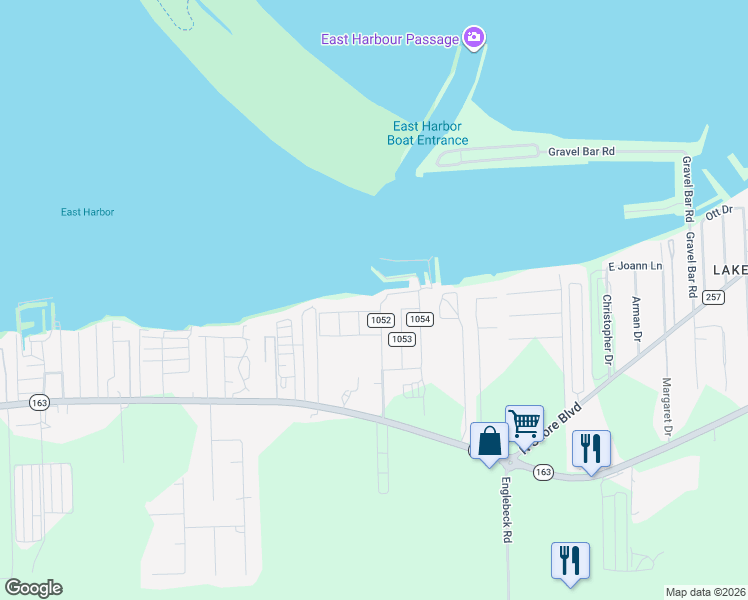map of restaurants, bars, coffee shops, grocery stores, and more near 351 Channel Grove Road in Lakeside Marblehead