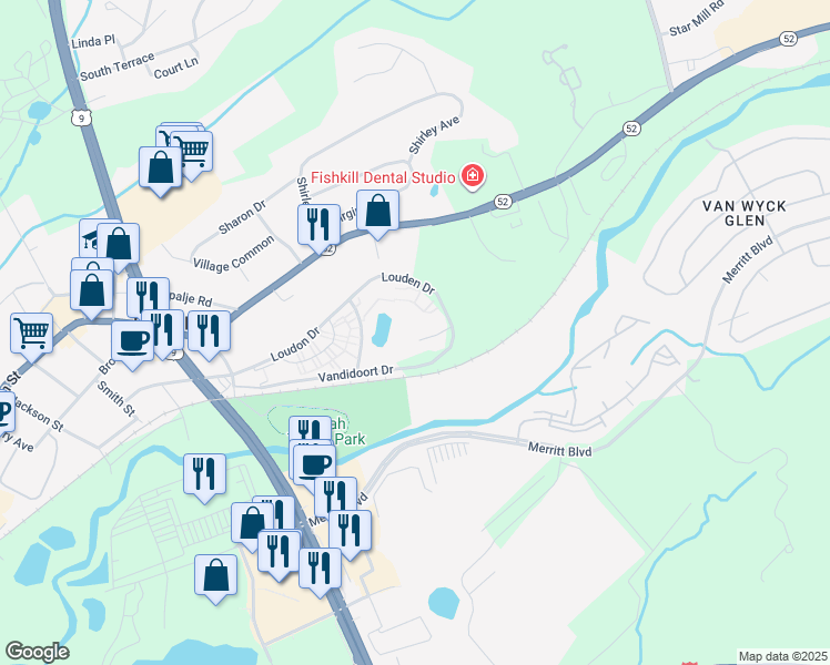 map of restaurants, bars, coffee shops, grocery stores, and more near 14 06 Skyline Drive in Fishkill