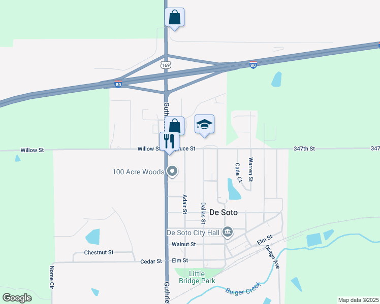 map of restaurants, bars, coffee shops, grocery stores, and more near 913 Adair Street in De Soto