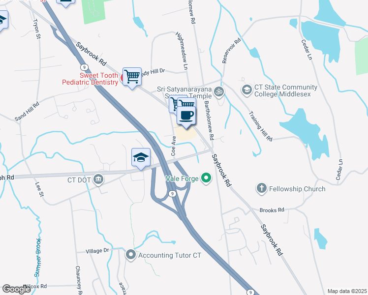 map of restaurants, bars, coffee shops, grocery stores, and more near 100 Randolph Road in Middletown