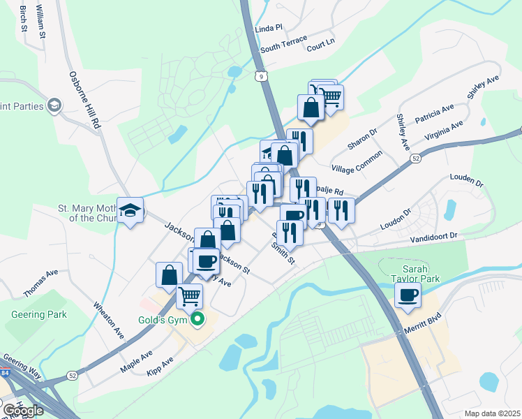map of restaurants, bars, coffee shops, grocery stores, and more near 17 Robinson Street in Fishkill