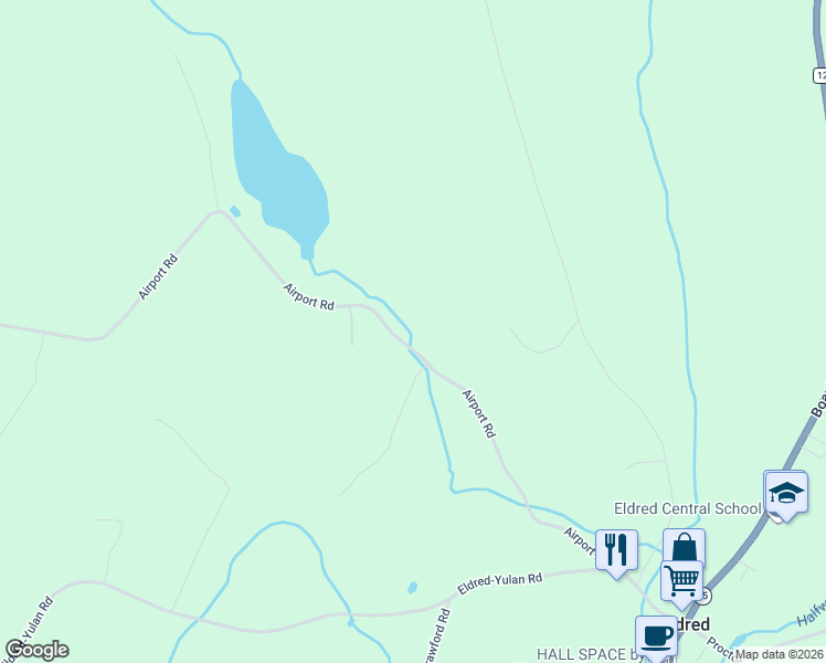 map of restaurants, bars, coffee shops, grocery stores, and more near 40 Airport Road in Eldred