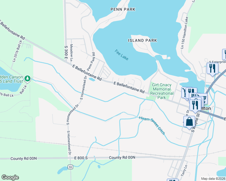 map of restaurants, bars, coffee shops, grocery stores, and more near 3435 East Bellefontaine Road in Hamilton