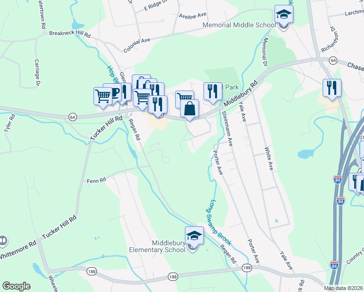 map of restaurants, bars, coffee shops, grocery stores, and more near 35 Nutmeg Road in Middlebury