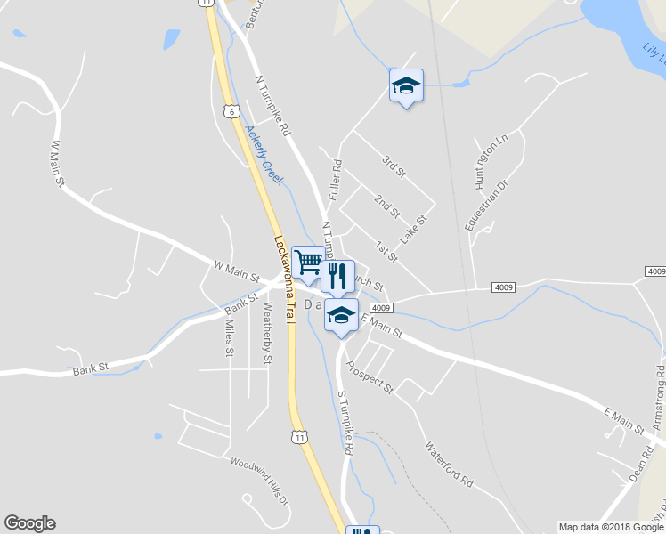 map of restaurants, bars, coffee shops, grocery stores, and more near 100 Church Street in Dalton