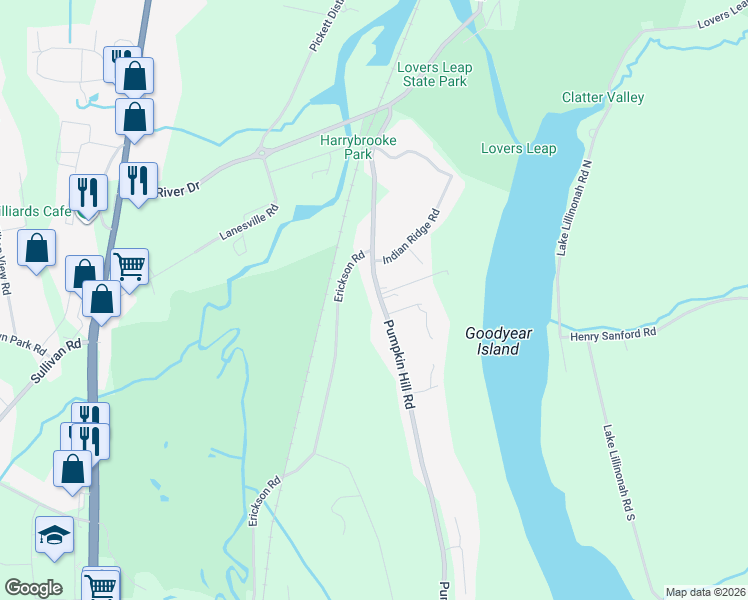 map of restaurants, bars, coffee shops, grocery stores, and more near 100 Pumpkin Hill Road in New Milford