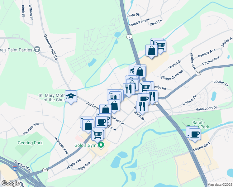 map of restaurants, bars, coffee shops, grocery stores, and more near 2 Taylor Lane in Fishkill