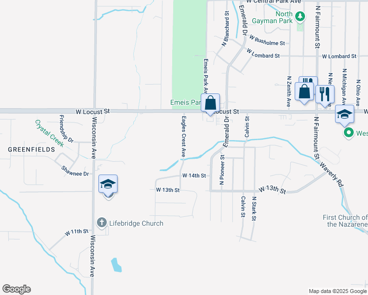 map of restaurants, bars, coffee shops, grocery stores, and more near 1702 Eagles Crest Avenue in Davenport