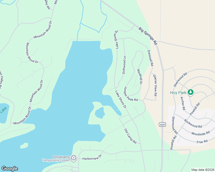 map of restaurants, bars, coffee shops, grocery stores, and more near Driftwood Lane in Lake Shastina