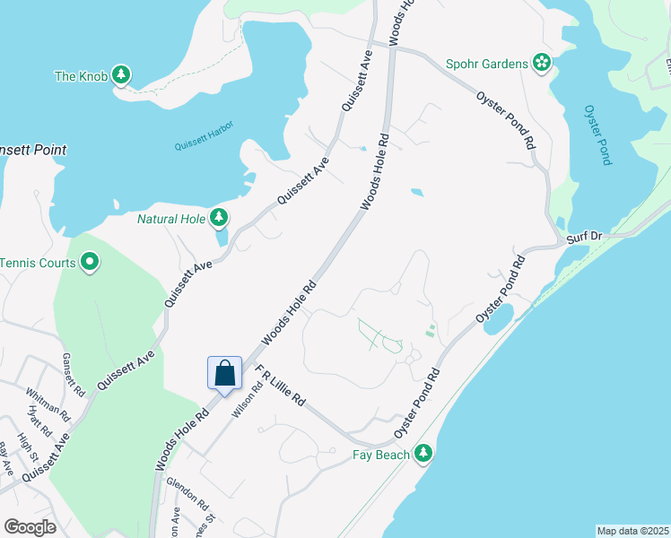 map of restaurants, bars, coffee shops, grocery stores, and more near 331 Woods Hole Road in Falmouth