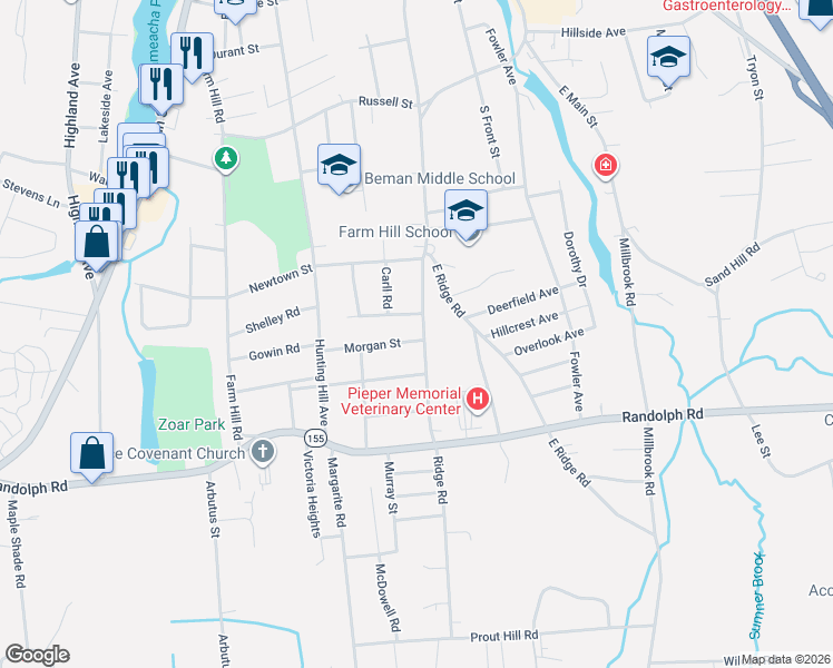 map of restaurants, bars, coffee shops, grocery stores, and more near 481 Ridge Road in Middletown