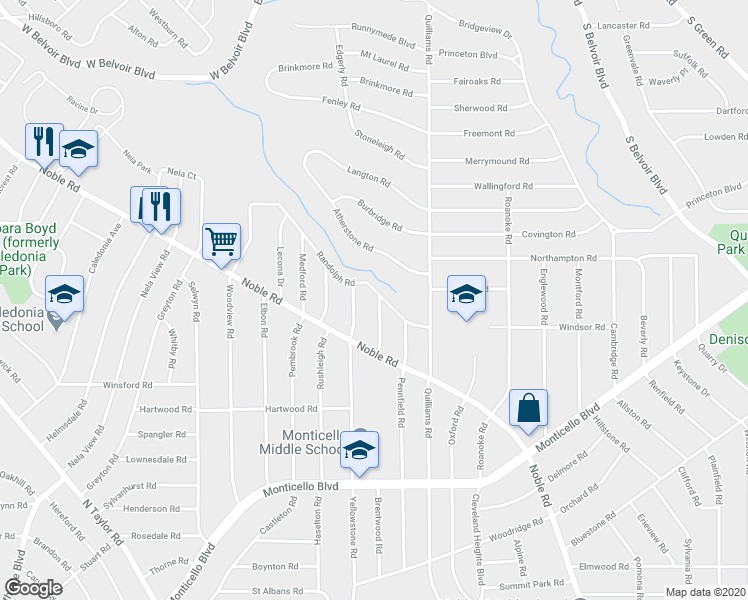 map of restaurants, bars, coffee shops, grocery stores, and more near 3658 Randolph Road in Cleveland Heights