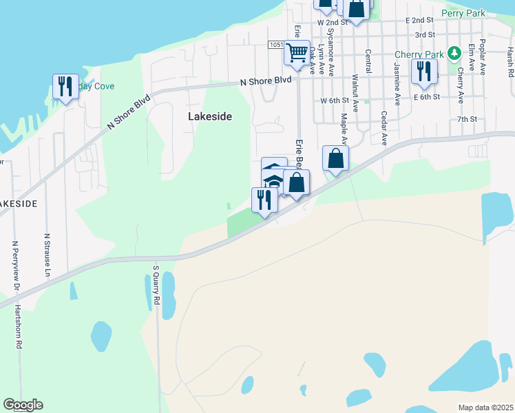 map of restaurants, bars, coffee shops, grocery stores, and more near 9451 East Harbor Road in Lakeside Marblehead