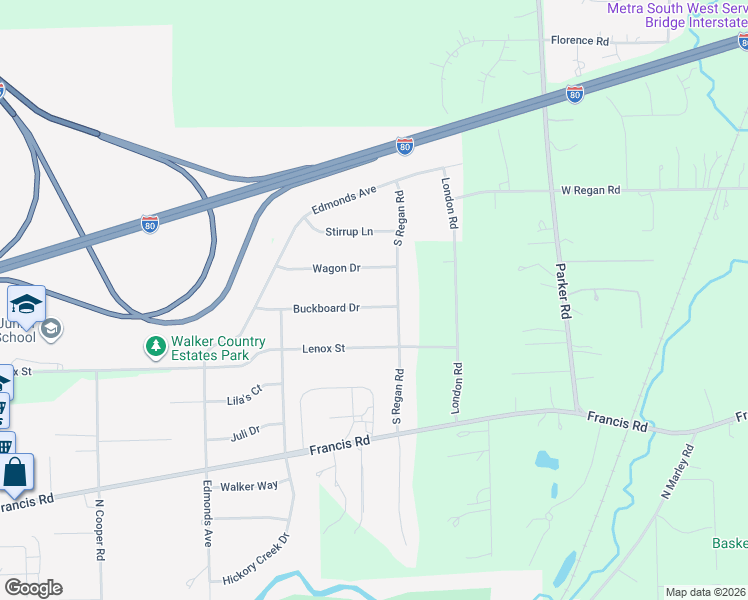map of restaurants, bars, coffee shops, grocery stores, and more near 831 Buckboard Drive in New Lenox