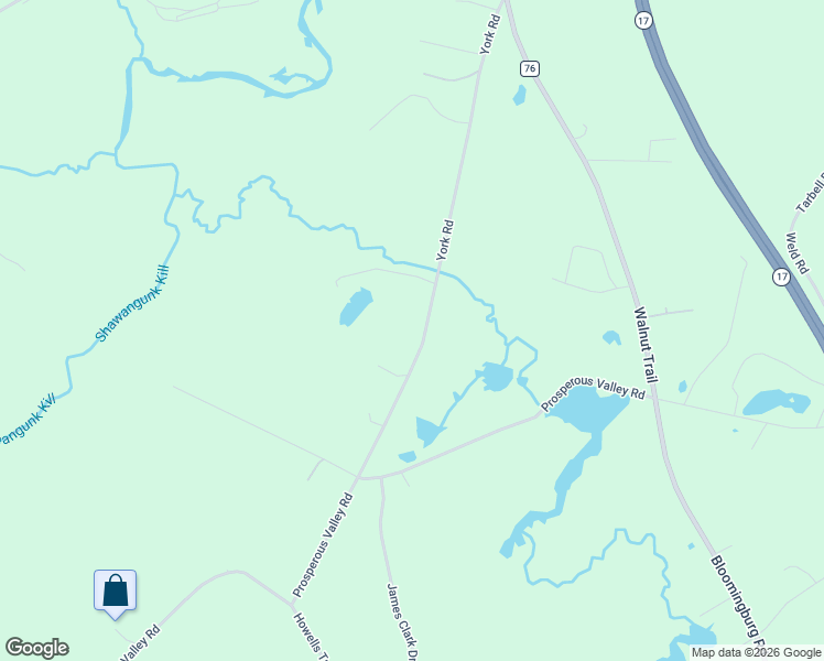 map of restaurants, bars, coffee shops, grocery stores, and more near 85 York Road in Bloomingburg