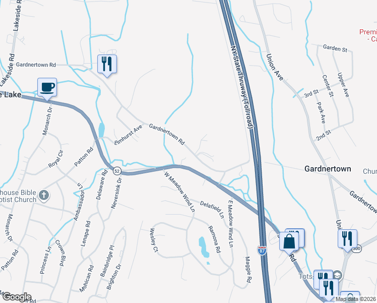 map of restaurants, bars, coffee shops, grocery stores, and more near 644 Gardnertown Road in Newburgh