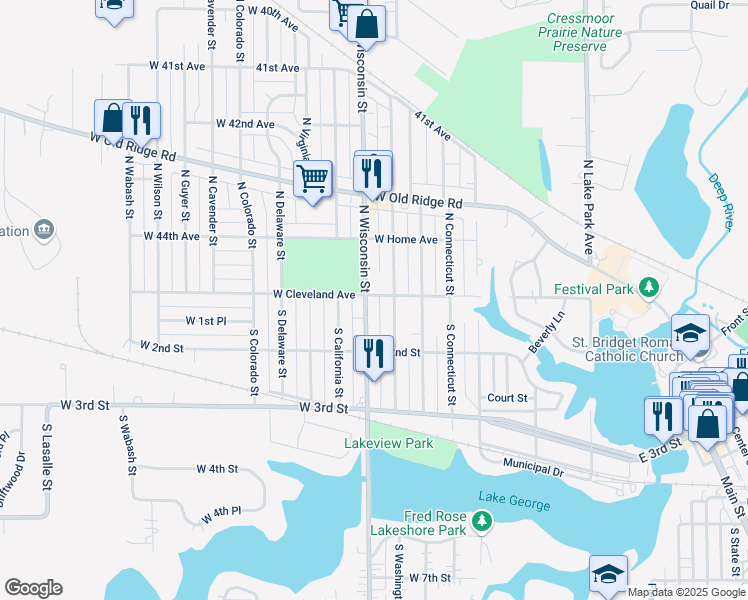 map of restaurants, bars, coffee shops, grocery stores, and more near 10 N Washington St in Hobart