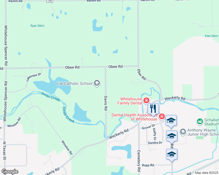 map of restaurants, bars, coffee shops, grocery stores, and more near 5723 Davis Road in Whitehouse