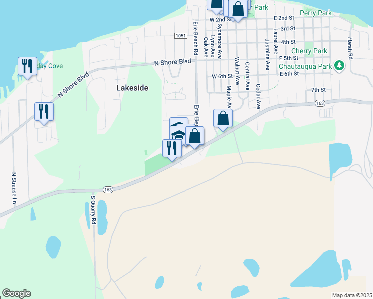 map of restaurants, bars, coffee shops, grocery stores, and more near 9451 East Harbor Road in Lakeside Marblehead